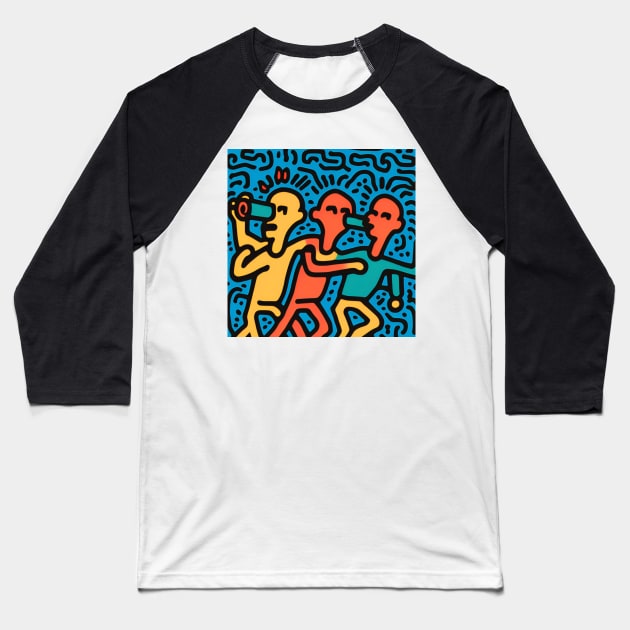 Funny Keith Haring, drink More Water Baseball T-Shirt by Art ucef